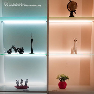 Σύγχρονο 6-8 mm γυάλινο ράφι Accent Lighting Warm White 3500K PMMA Αλουμίνιο Touch On/Off Switch Μονό ράφι
