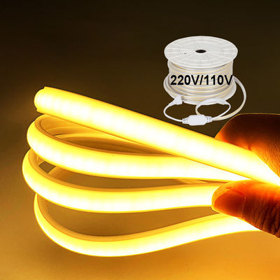 110V 220V Αδιάβροχη LED λωρίδα φωτισμού COB με κόλλα PVC Προσαρμόσιμο μπλε / παγωτό μπλε / λευκό / πράσινο / μωβ / χρυσό / ροζ