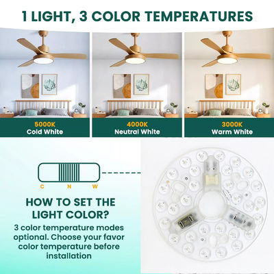 ERP Rosh LED Modules 5CCT 12W/18W/24W DIP Switch Ceiling Light Fan With Witch Power Αντικαθιστά το LED Module