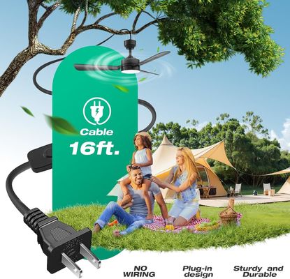 Φαντάσματα οροφής με φώτα, 36 ιντσών φανάρι LED φως κρεμασμένο με γάντζο, Φαντάστης οροφής τύπου γάντζου, Φαντάστης οροφής, 40W, 3000-6500k, τηλεχειριστήριο, φορητός ανεμιστήρας για κρεβάτι κατασκήνωσης, αυλές, ((Μαύρο))