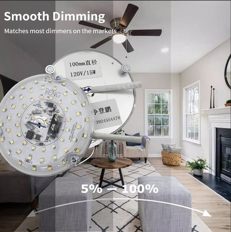 120V 15W Driverless Dia 100mm Led Light Για Led Φαν Φως Με ETL Πιστοποιητικό Οροφή Φαν Led Light αντικατάσταση