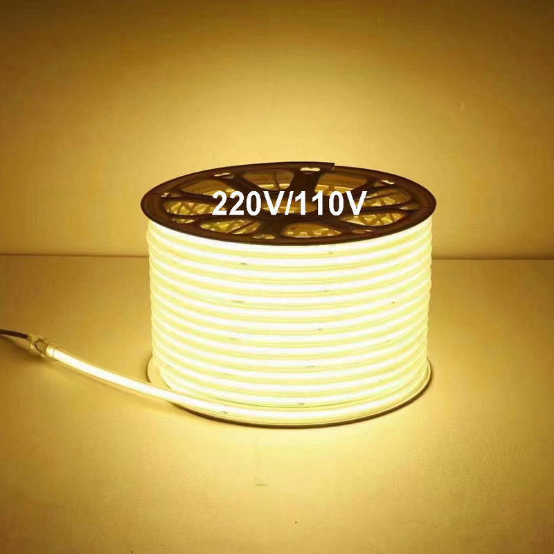 110V 220V Αδιάβροχη LED λωρίδα φωτισμού COB με κόλλα PVC Προσαρμόσιμο μπλε / παγωτό μπλε / λευκό / πράσινο / μωβ / χρυσό / ροζ